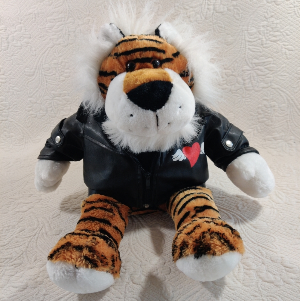 Dan Dee Plush Lion Faux Leather Jacket With Winged Heart Stuffed Animal Toy